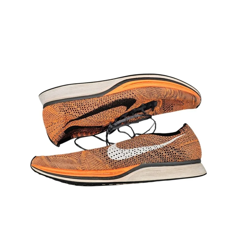 Nike Men's Size 15 Flyknit Racer Orange‎ Athletic Lightweight Running Shoes 2016